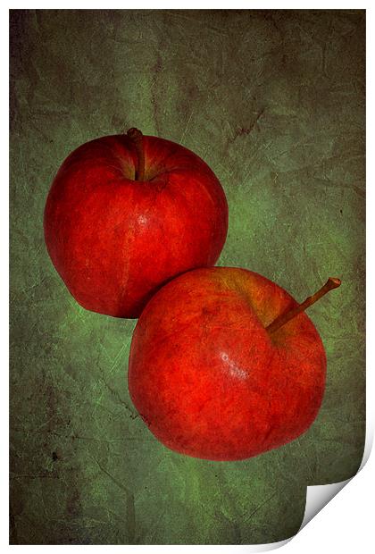 Two red apples.. Print by Nadeesha Jayamanne
