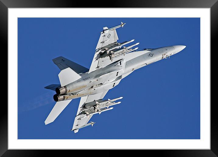 F-18 superhornet into the blue Framed Mounted Print by Rachel & Martin Pics