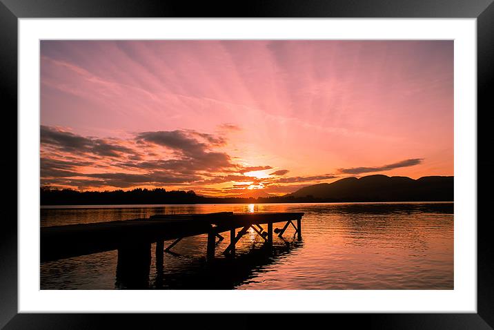 Sunset on the lake Framed Mounted Print by Libby Hall