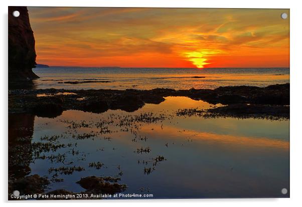 Sunrise at Ladram bay Acrylic by Pete Hemington