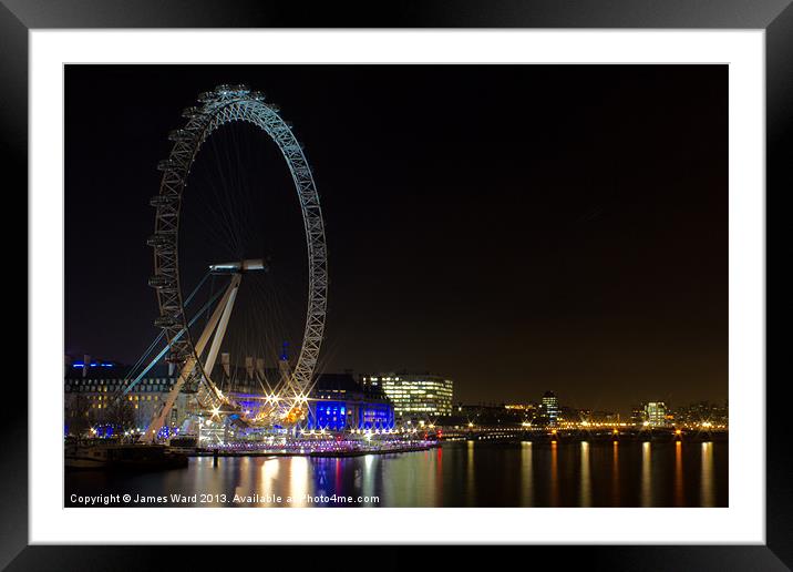 London Eye from Hungerford Bridge Framed Mounted Print by James Ward