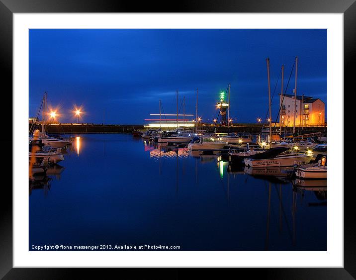 Marina by Night Framed Mounted Print by Fiona Messenger