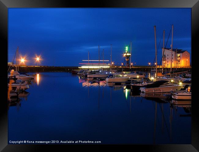 Marina by Night Framed Print by Fiona Messenger