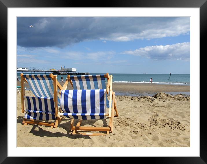 Deckchairs  Framed Mounted Print by charles padley