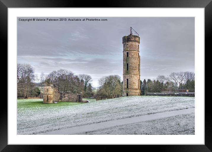 Eglinton Castle In The Snow Framed Mounted Print by Valerie Paterson