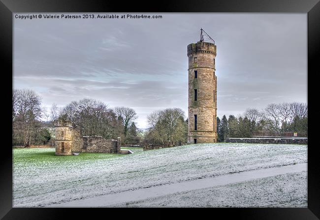Eglinton Castle In The Snow Framed Print by Valerie Paterson