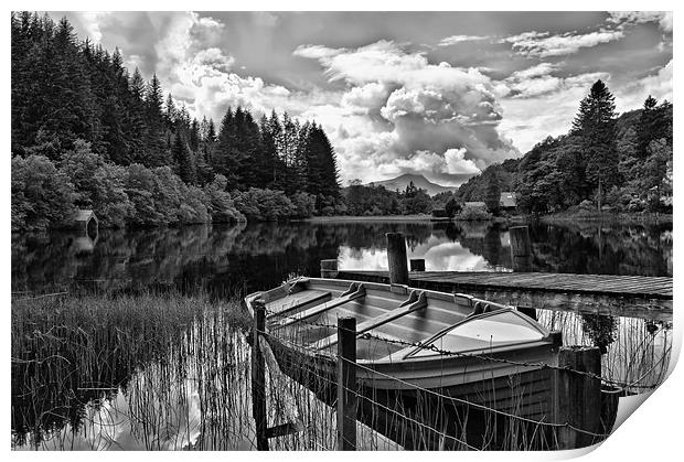 Loch Ard black and white Scotland Print by Jacqi Elmslie