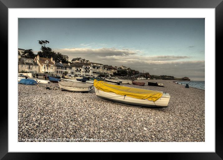 Boats on the Beach at Budleigh Framed Mounted Print by Rob Hawkins