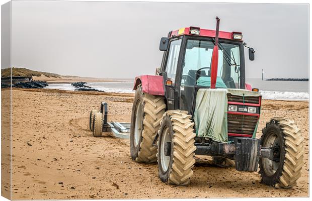 Sea Palling Tractor Canvas Print by Stephen Mole