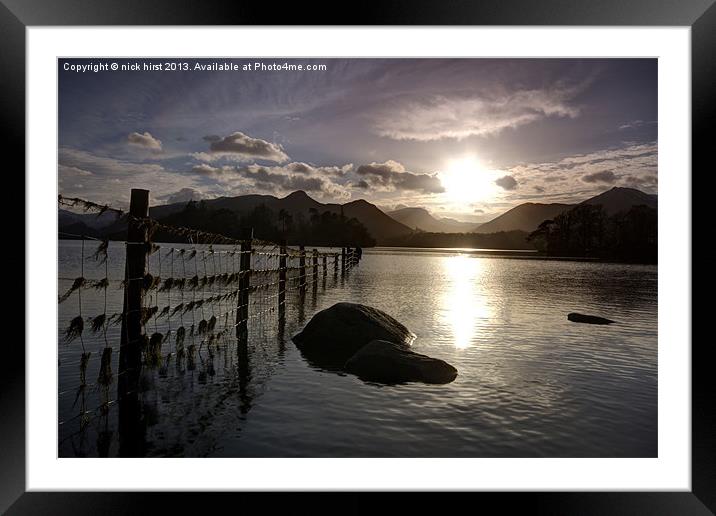 Derwent water sunset Framed Mounted Print by nick hirst