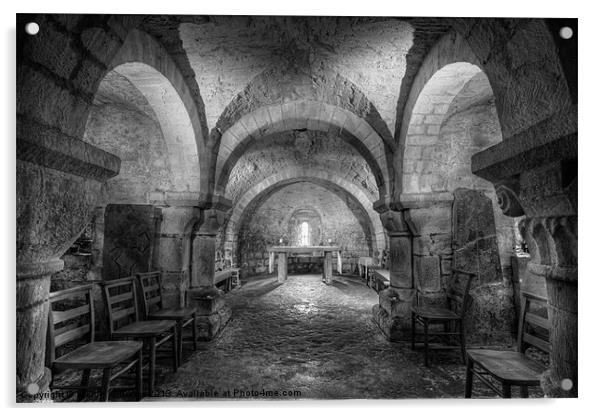 The Crypt at Lastingham Church Acrylic by Martin Williams