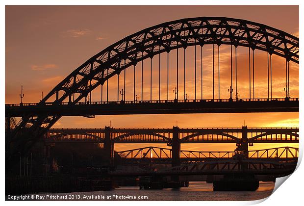 Tyne Bridge At Sunset Print by Ray Pritchard