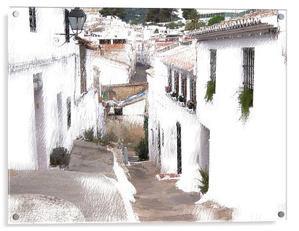 Typical Spanish Street Acrylic by Les Morris