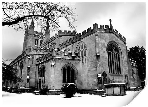 St Nicholas Church In The Snow Print by Samantha Higgs