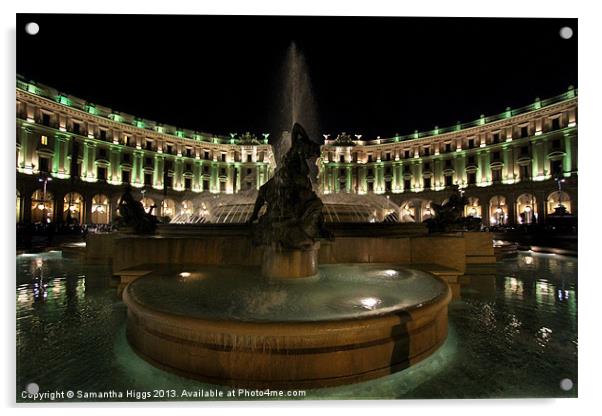 Piazza Della Repubblica by Night Acrylic by Samantha Higgs