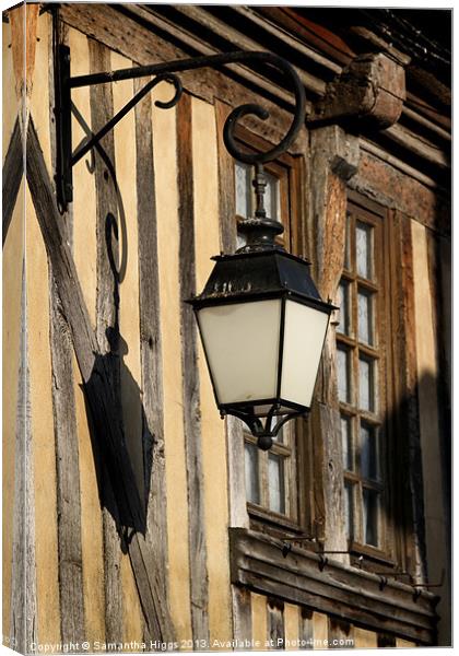 Street Light On A Medieval House- Orbec - France Canvas Print by Samantha Higgs