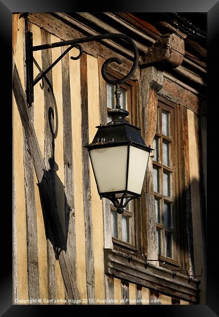 Street Light On A Medieval House- Orbec - France Framed Print by Samantha Higgs