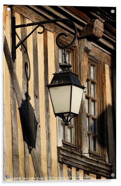 Street Light On A Medieval House- Orbec - France Acrylic by Samantha Higgs
