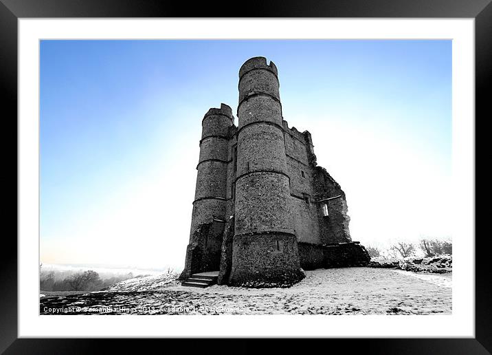Donnington Castle In The Snow Framed Mounted Print by Samantha Higgs