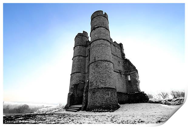 Donnington Castle In The Snow Print by Samantha Higgs