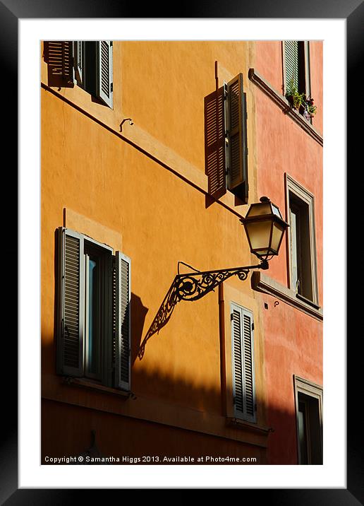Street Light - Rome Framed Mounted Print by Samantha Higgs