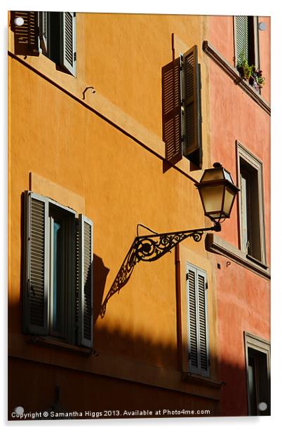 Street Light - Rome Acrylic by Samantha Higgs