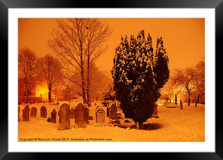 Graveyard in the snow Framed Mounted Print by Malcolm Snook