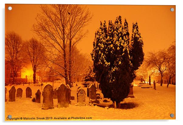 Graveyard in the snow Acrylic by Malcolm Snook