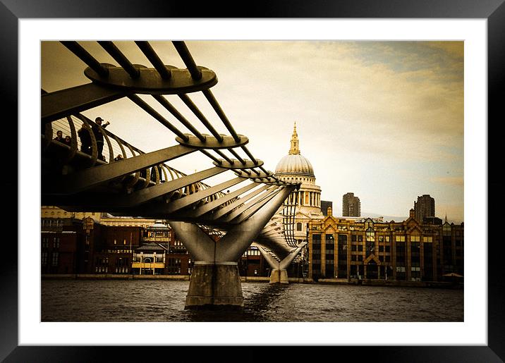 Millennium Bridge, London, England. Framed Mounted Print by Luigi Petro