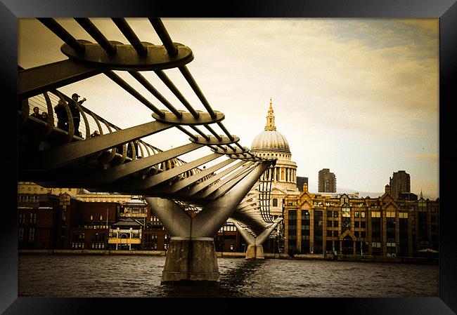 Millennium Bridge, London, England. Framed Print by Luigi Petro