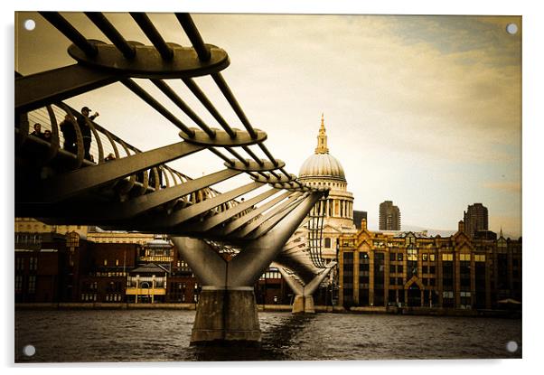 Millennium Bridge, London, England. Acrylic by Luigi Petro