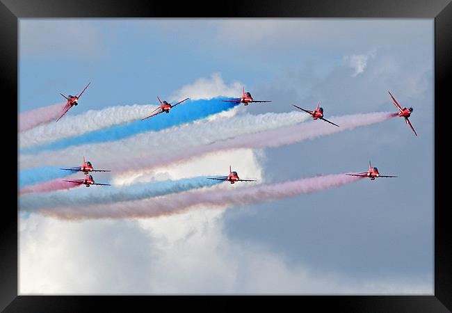 RAF Red arrows break Framed Print by Rachel & Martin Pics