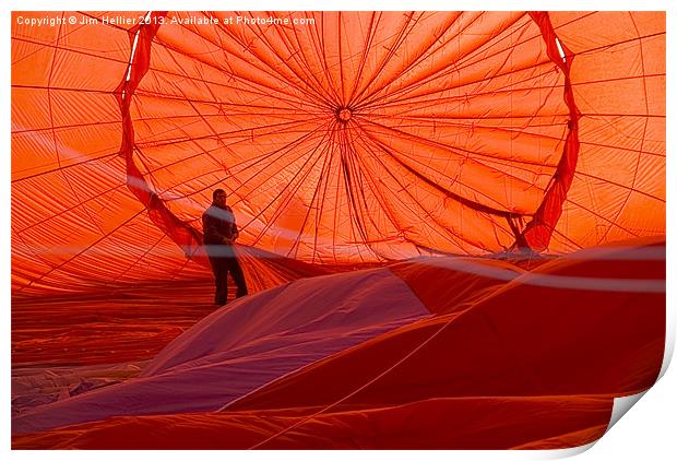 inside hot air baloon Print by Jim Hellier