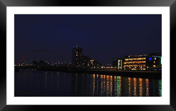 Glasgow at night Framed Mounted Print by jane dickie