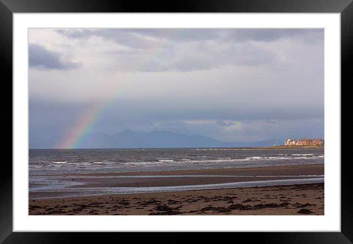 rainbow over Arran Framed Mounted Print by jane dickie