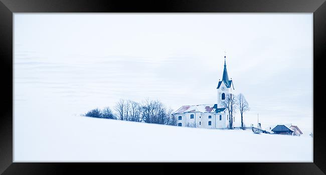 Snowy church Framed Print by Ian Middleton