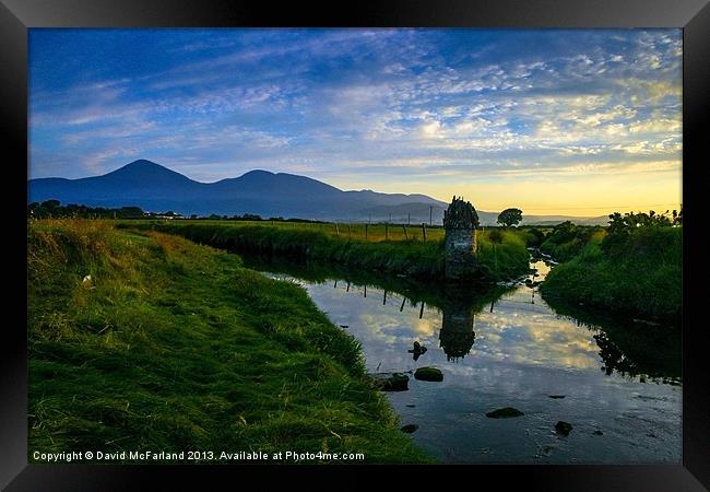 Stunning Sunset View of the Mourne Mountains from  Framed Print by David McFarland
