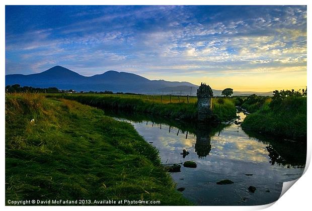 Stunning Sunset View of the Mourne Mountains from  Print by David McFarland