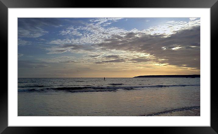 Lone surfer Framed Mounted Print by Carol Young