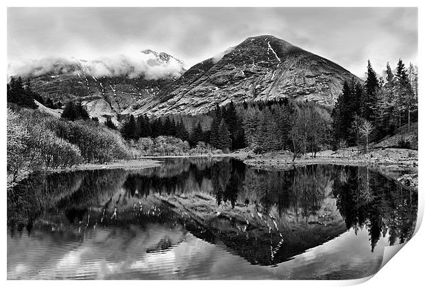 Mountain Loch Reflections in Scotland Print by Jacqi Elmslie