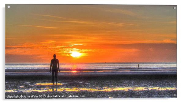 Sunset on Crosby Beach Acrylic by John Wain