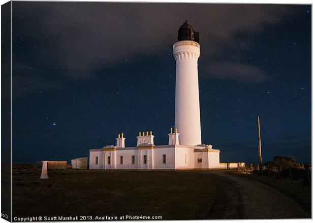 Covesea Lighthouse Starscape Canvas Print by Scott K Marshall