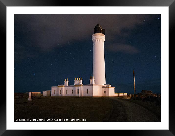 Covesea Lighthouse Starscape Framed Mounted Print by Scott K Marshall