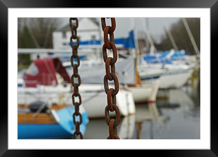 chains and boats Framed Mounted Print by jane dickie
