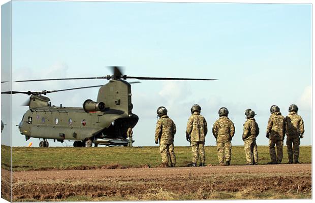 Waiting to board the Chinook Canvas Print by Oxon Images