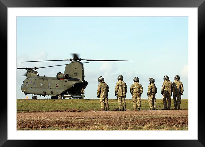 Waiting to board the Chinook Framed Mounted Print by Oxon Images