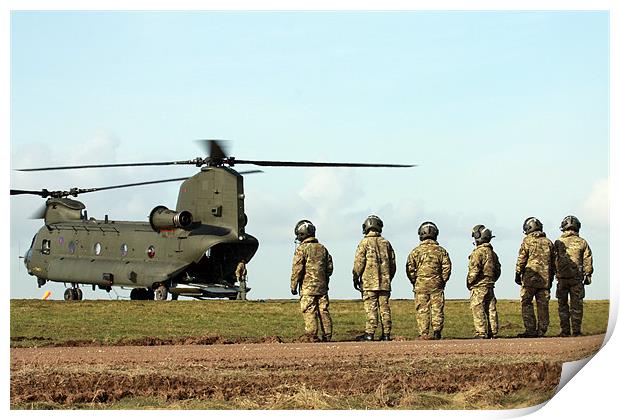 Waiting to board the Chinook Print by Oxon Images