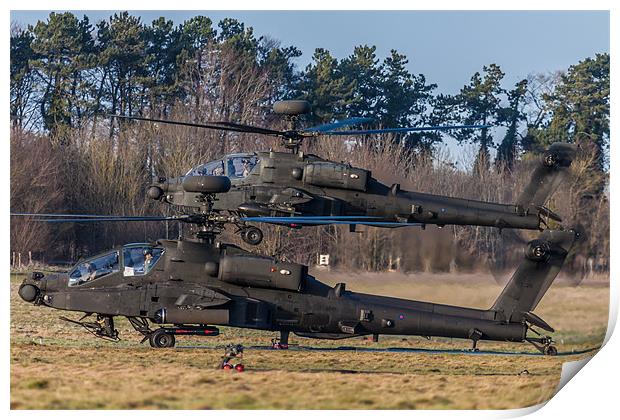 Two AH64 Apache helicopters Print by Oxon Images