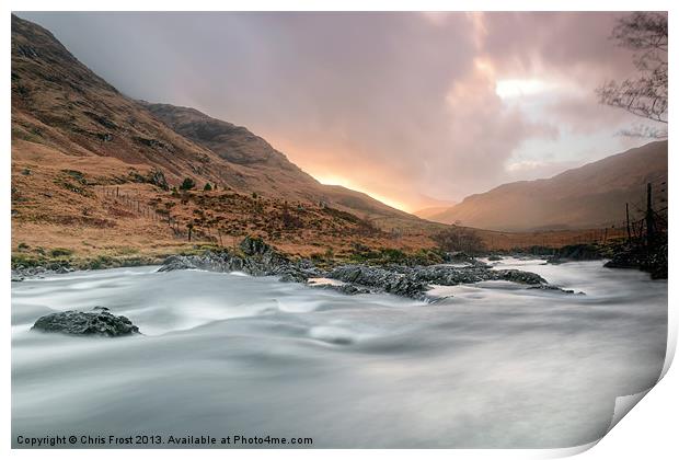 Sunset at Glen Etive Print by Chris Frost