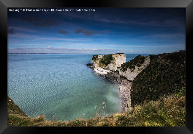 Old Harry at Handfast Point Framed Print by Phil Wareham